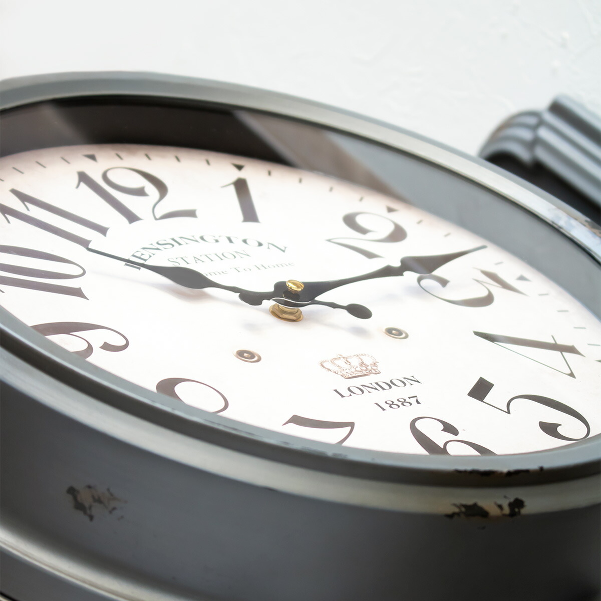 楽天市場】掛け時計 ウォールクロック アンティーク 両面 グレー 幅