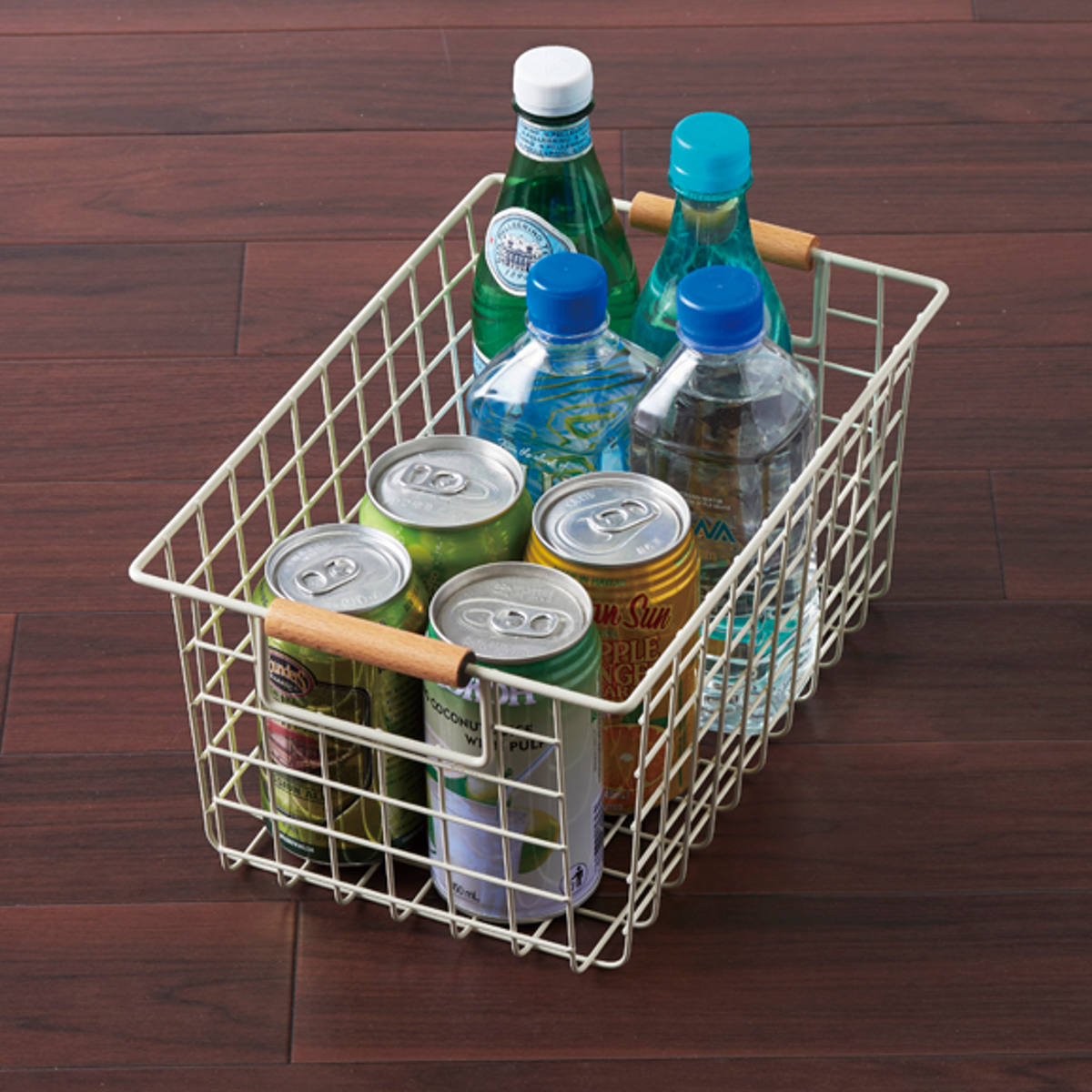 楽天市場】ワイヤーバスケット S 木柄 バスケット かご スチール