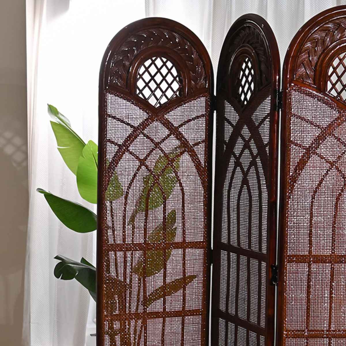 楽天市場】籐 スクリーン 間仕切り 4連 畳める （ ラタン