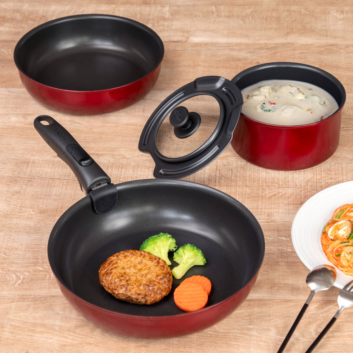 楽天市場】サーモス 取っ手のとれるフライパン5点セット IH対応 着脱