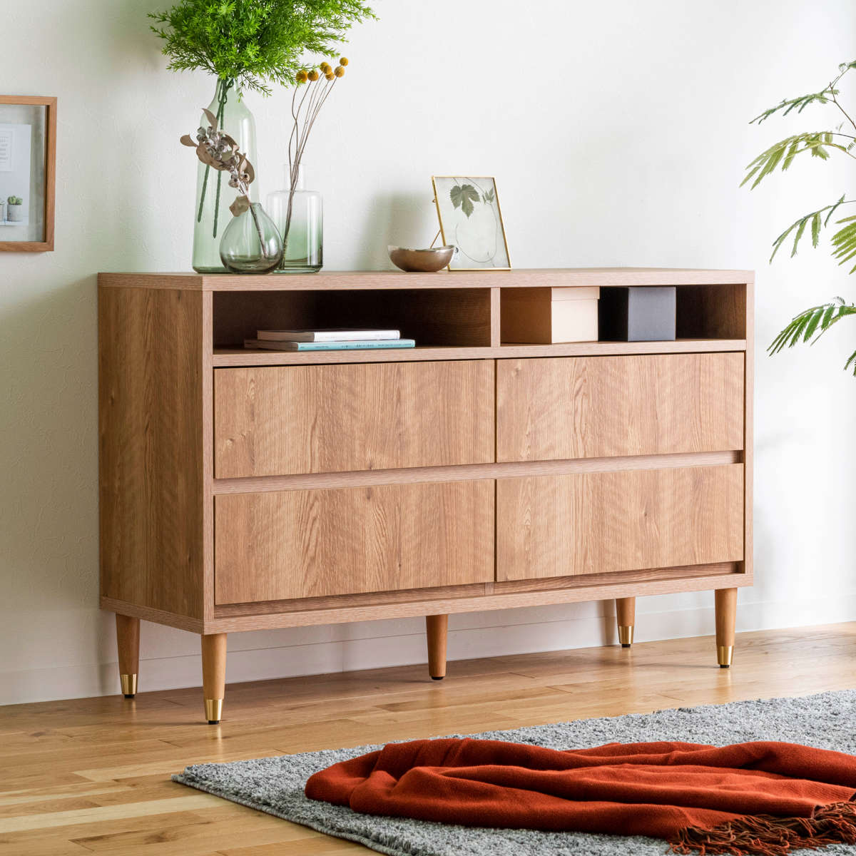 楽天市場】ワイドチェスト 幅120cm 2段4杯 ナチュラルモダン 日本製