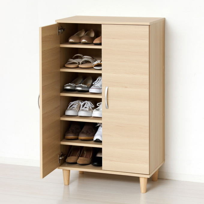 楽天市場】【本日ポイント5倍】シューズラック 下駄箱 木目扉付き