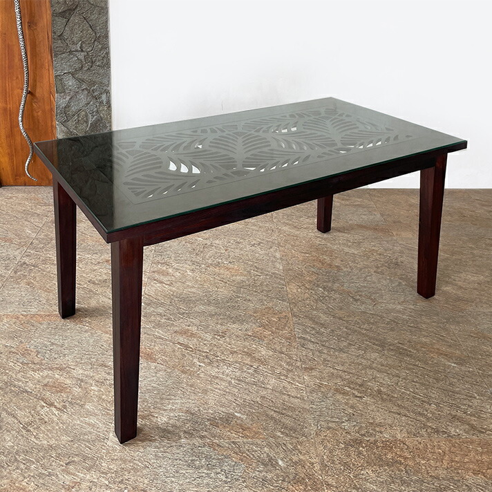 楽天市場】アジアン テーブル ガラス天板 ダイニングテーブル