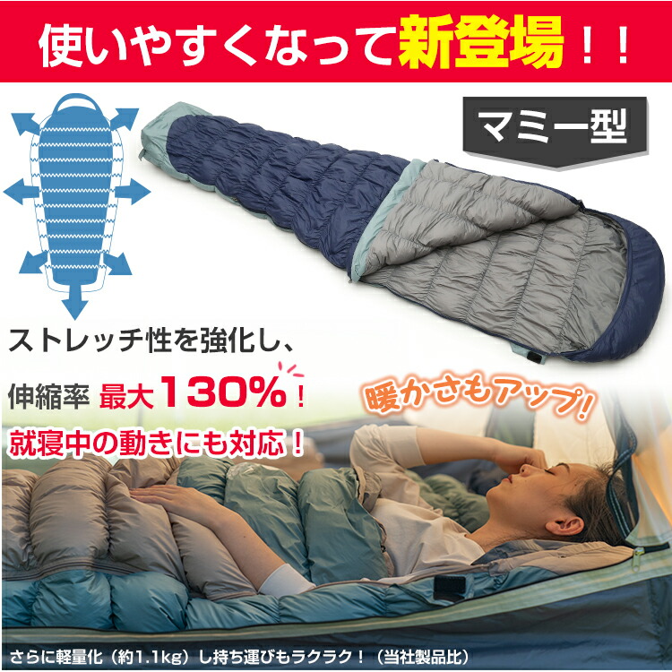 デニムさん専用 ダウンシュラフ （秋＆冬季用）ネイビー/レッド 天