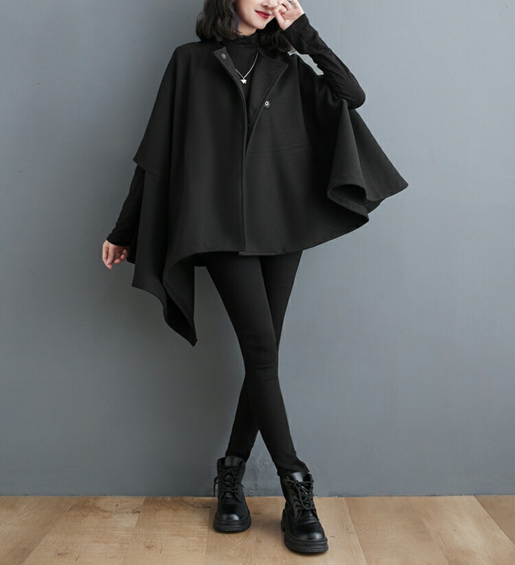 楽天市場】ウール ポンチョ ケープコート レディース 秋冬 ポンチョ