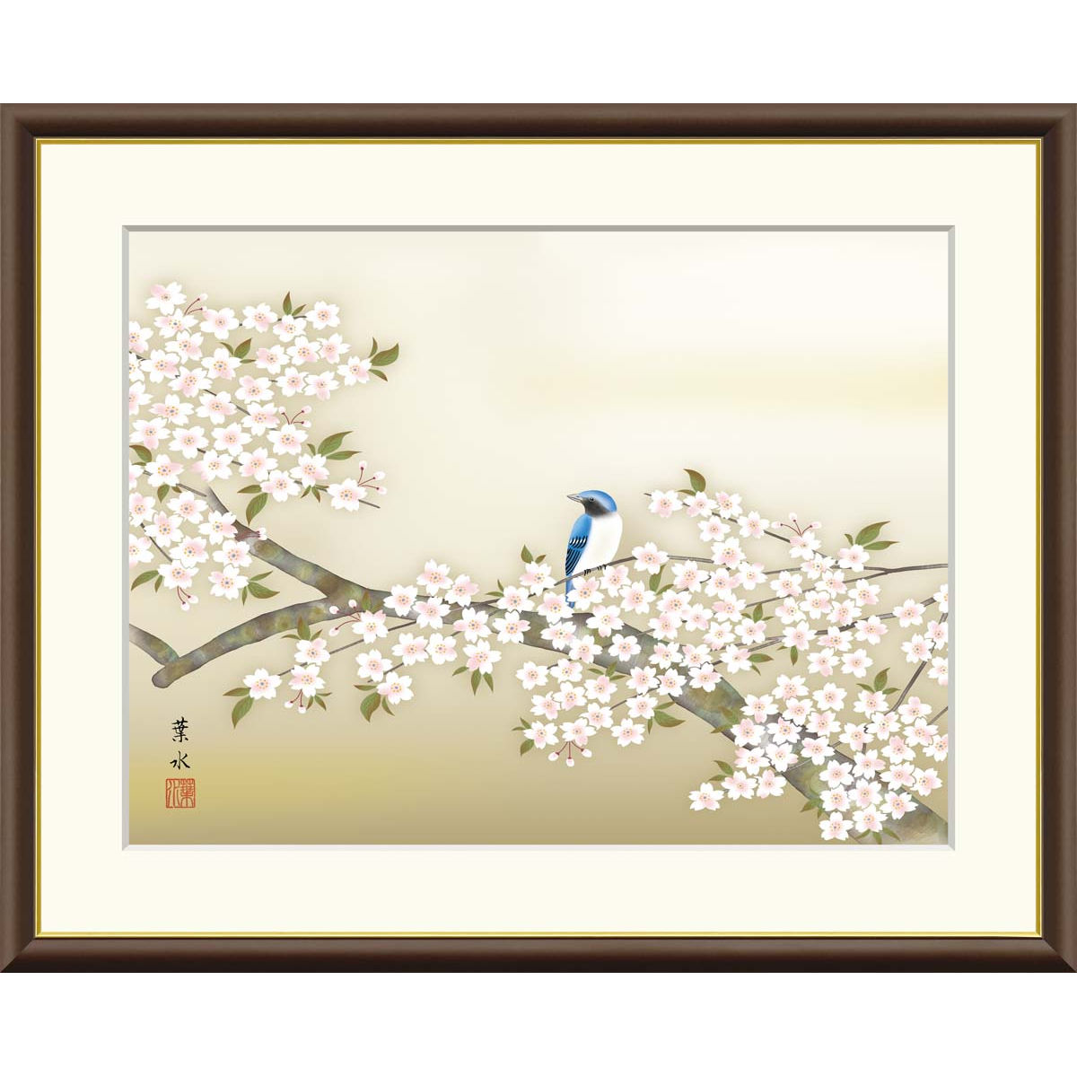 徳岡神泉／文化勲章受章「花鳥画」絹本 額装 絵画 徳岡神泉／文化勲章