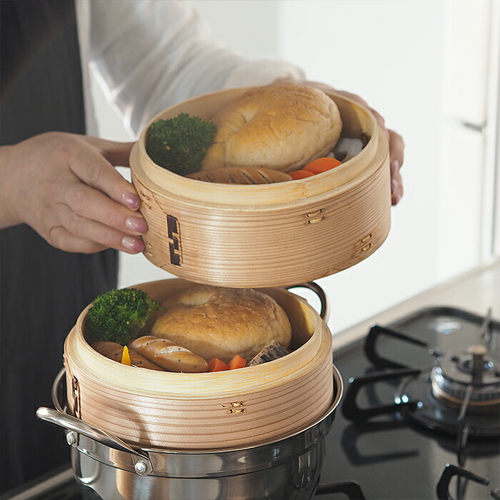 楽天市場】かごや 杉 中華せいろ 18cm 2段 ステンレス鍋付セット
