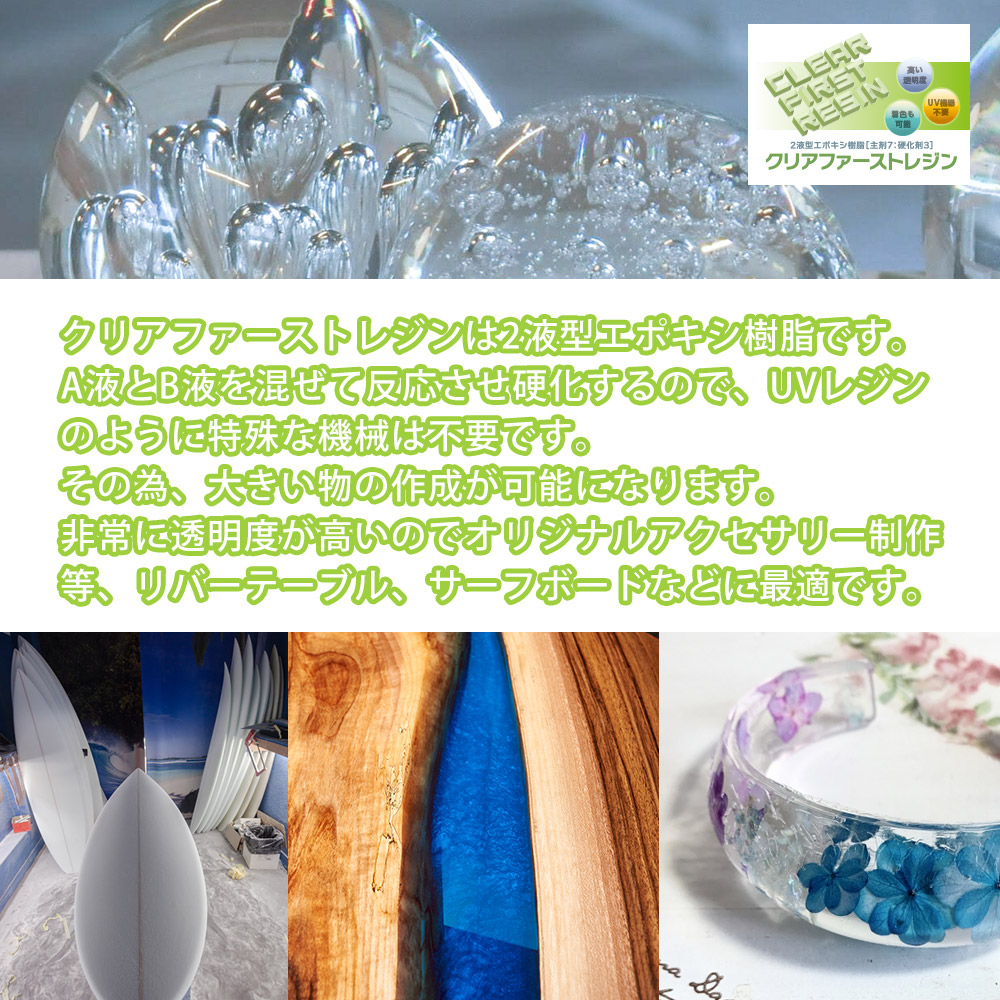 楽天市場】高透明度 クリアファーストレジン 300g セット 2液性 レジン