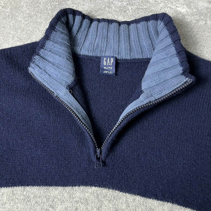 楽天市場】00s GAP ボーダー ハーフジップ プルオーバー ラムウール