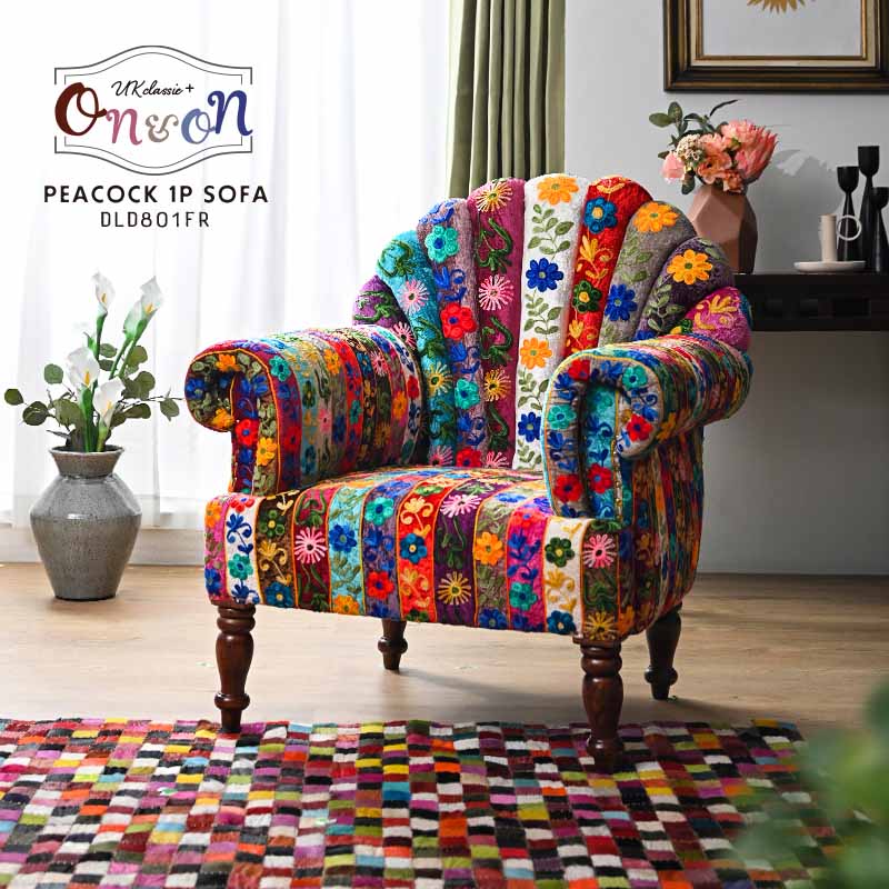 昭和レトロ 薔薇バラ柄 花柄ベロアソファ 1人掛けソファ アームチェア