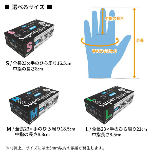 楽天市場】ニトリル手袋 スーパーニトリルグローブ 粉なし ブラック S