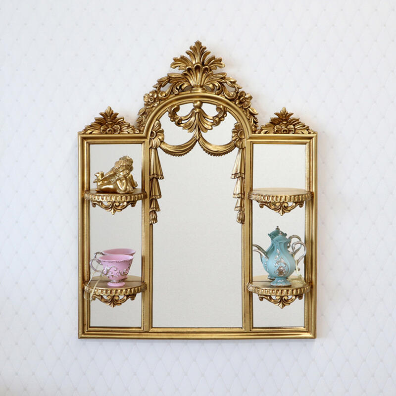 湯布院アンティーク イタリア製 ウォールミラー 壁掛け鏡 ゴールド