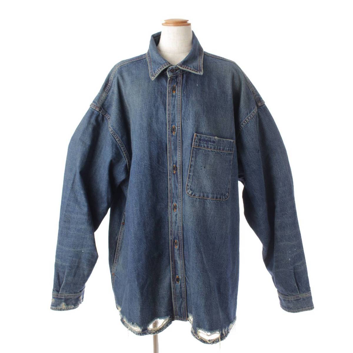 バレンシアガ ピンチドカラーデニムシャツ 34サイズ バレンシアガ