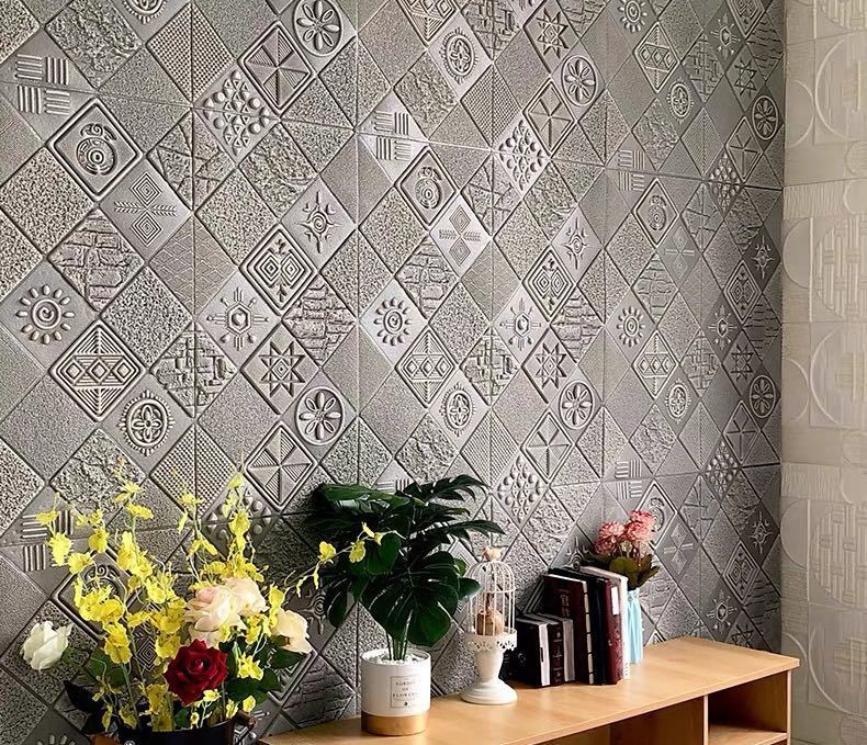 楽天市場】A01098350枚 70cm×70cm ．背景壁 3D立体レンガ模様壁紙 防水