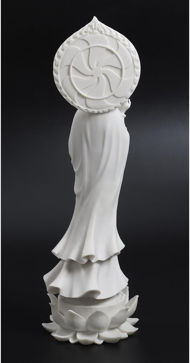 楽天市場】蓮華台座の上に立つ、観音菩薩彫像 高さ 約43.2cm 大理石風