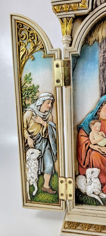 楽天市場】ローマン製 キリストの生誕 三連祭壇画 彫像 彫刻/ 聖母