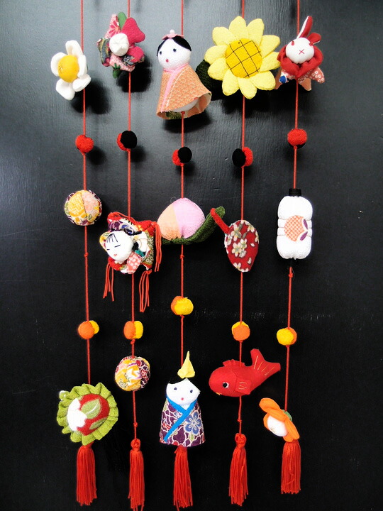 楽天市場】つるし雛 ちりめん細工 お雛祭り 5本 15個まとめて 完成品