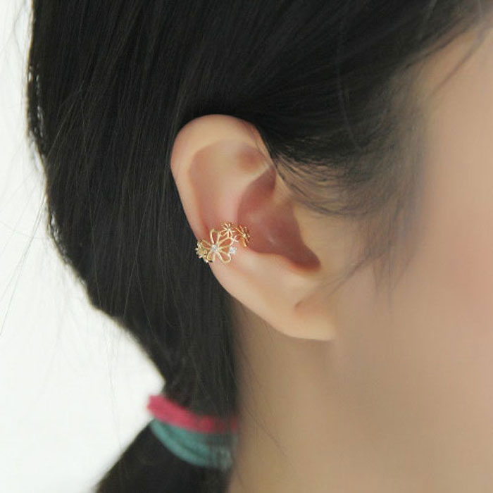 楽天市場】【送料無料】 フラワー イヤーカフ 花 イヤリング イヤー