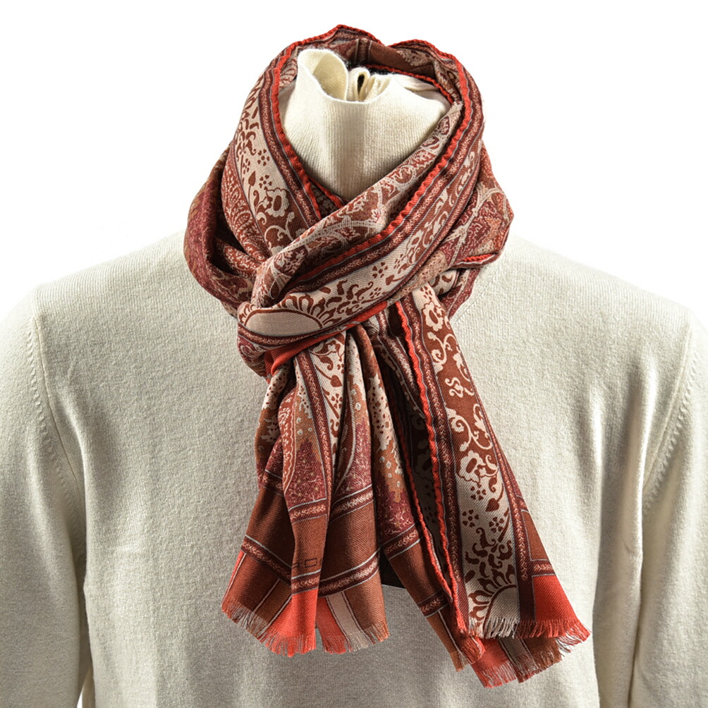 ETRO エトロ ペイズリー 大判 ストール シルク ウール 正方形 ETRO