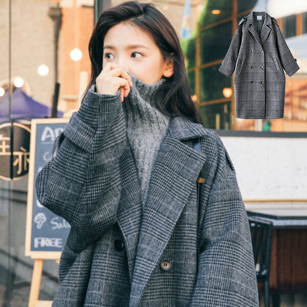 楽天市場】チェスターコート コート ロング グレンチェック柄 秋 冬