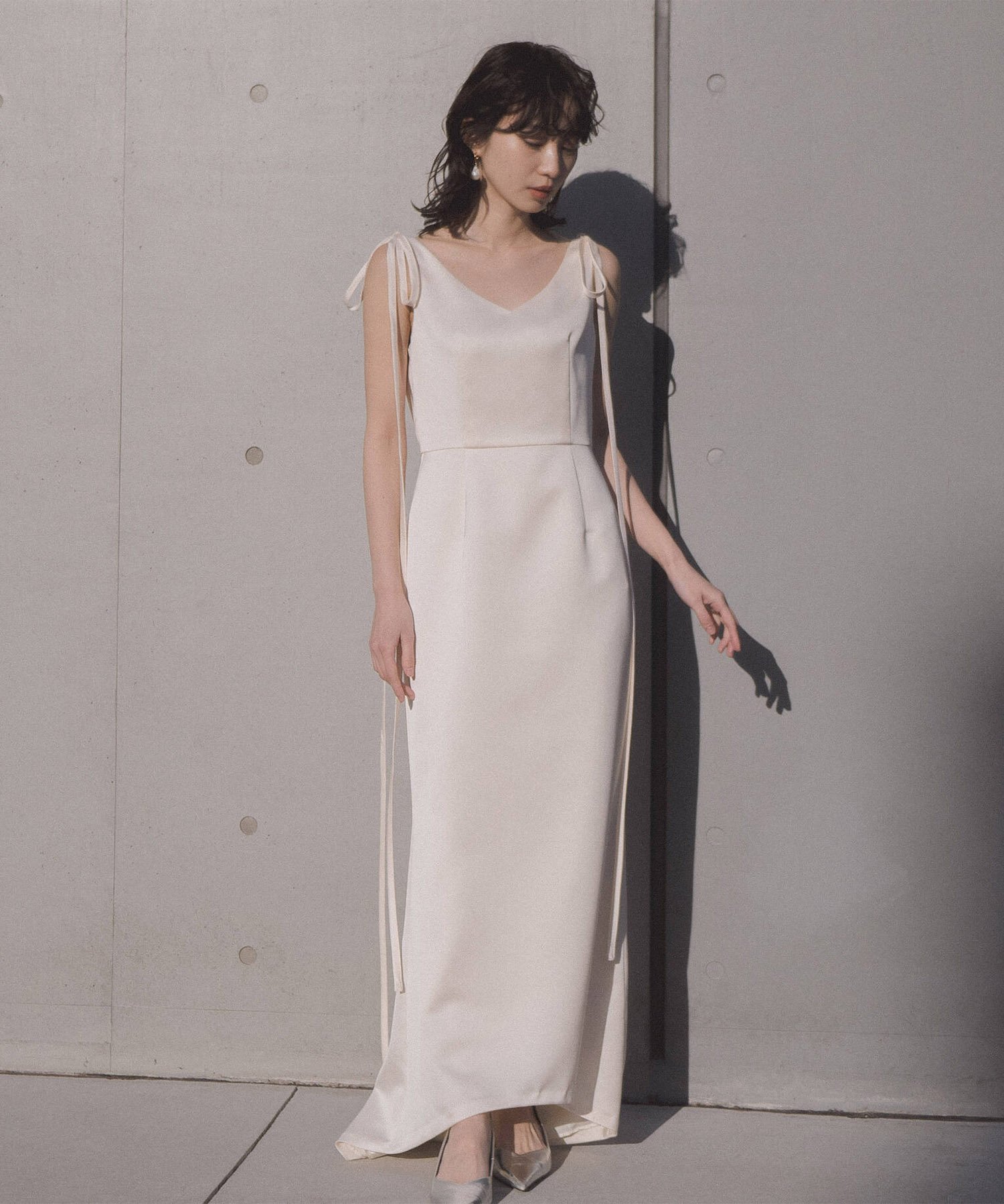 kaene｜サテンリボンドレス|ホワイトドレス新婦花嫁二次会前撮り