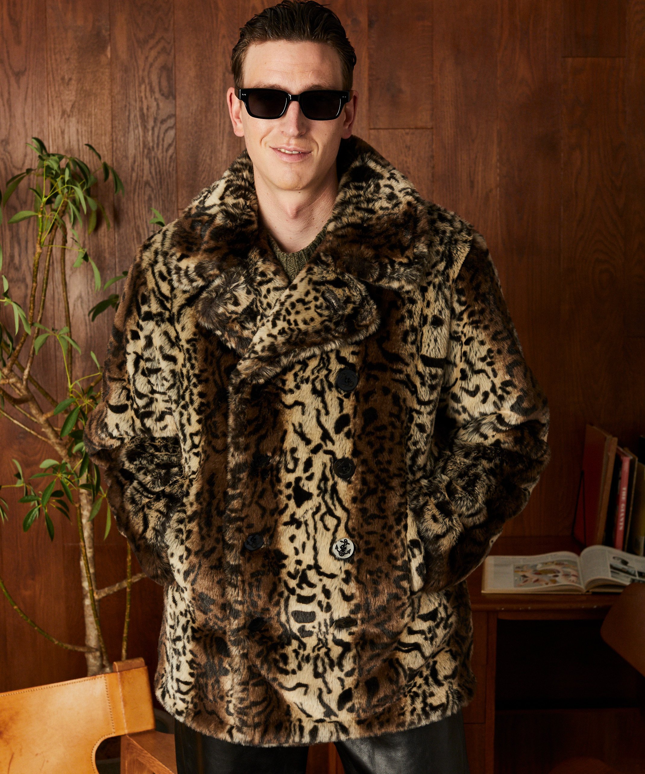 Schott｜LEOPARD FUR PEACOAT/レオパード ファーコート | Rakuten