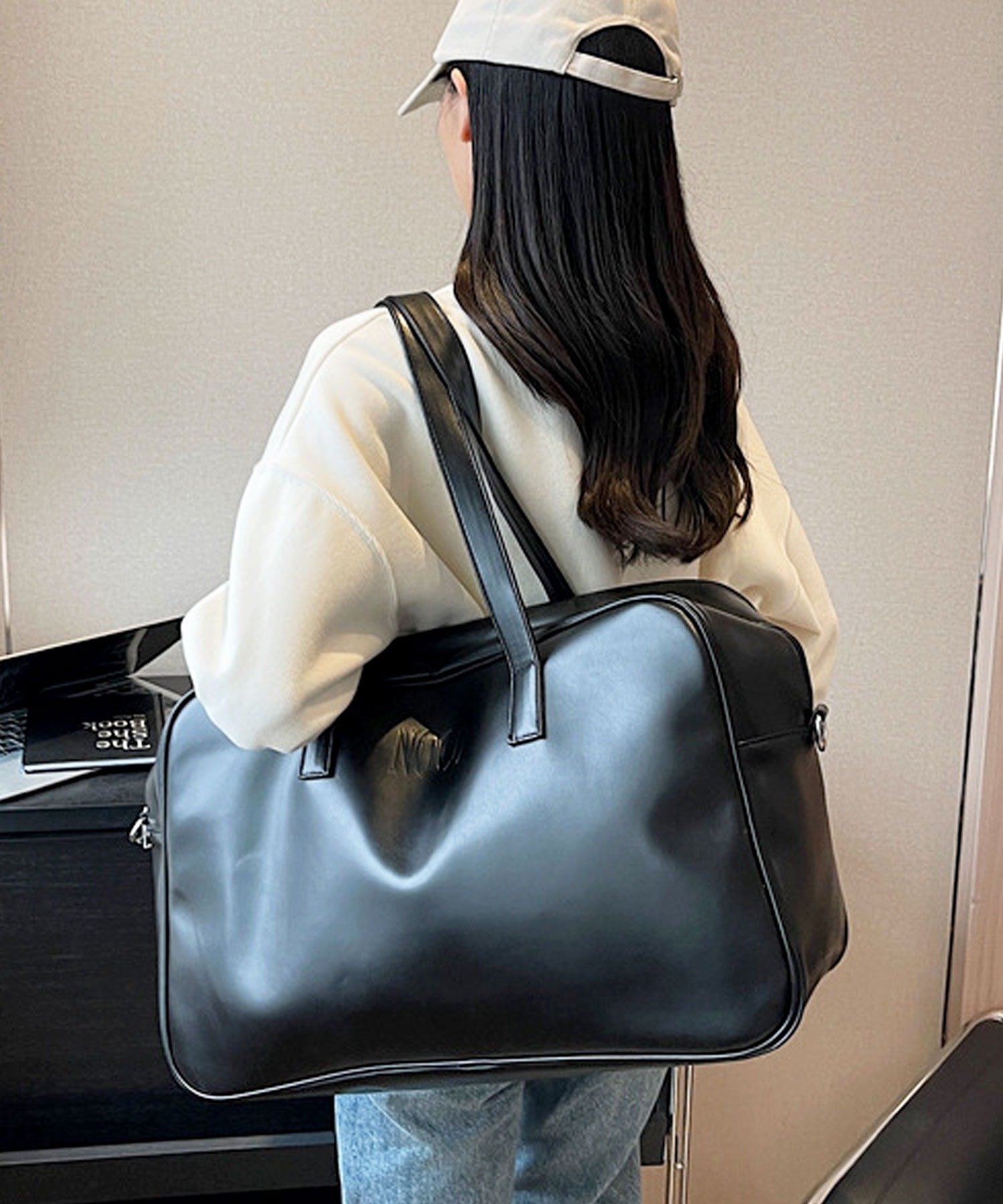 florist｜2WAY/大容量/ヴィーガンレザースクエアビッグボストンバッグ