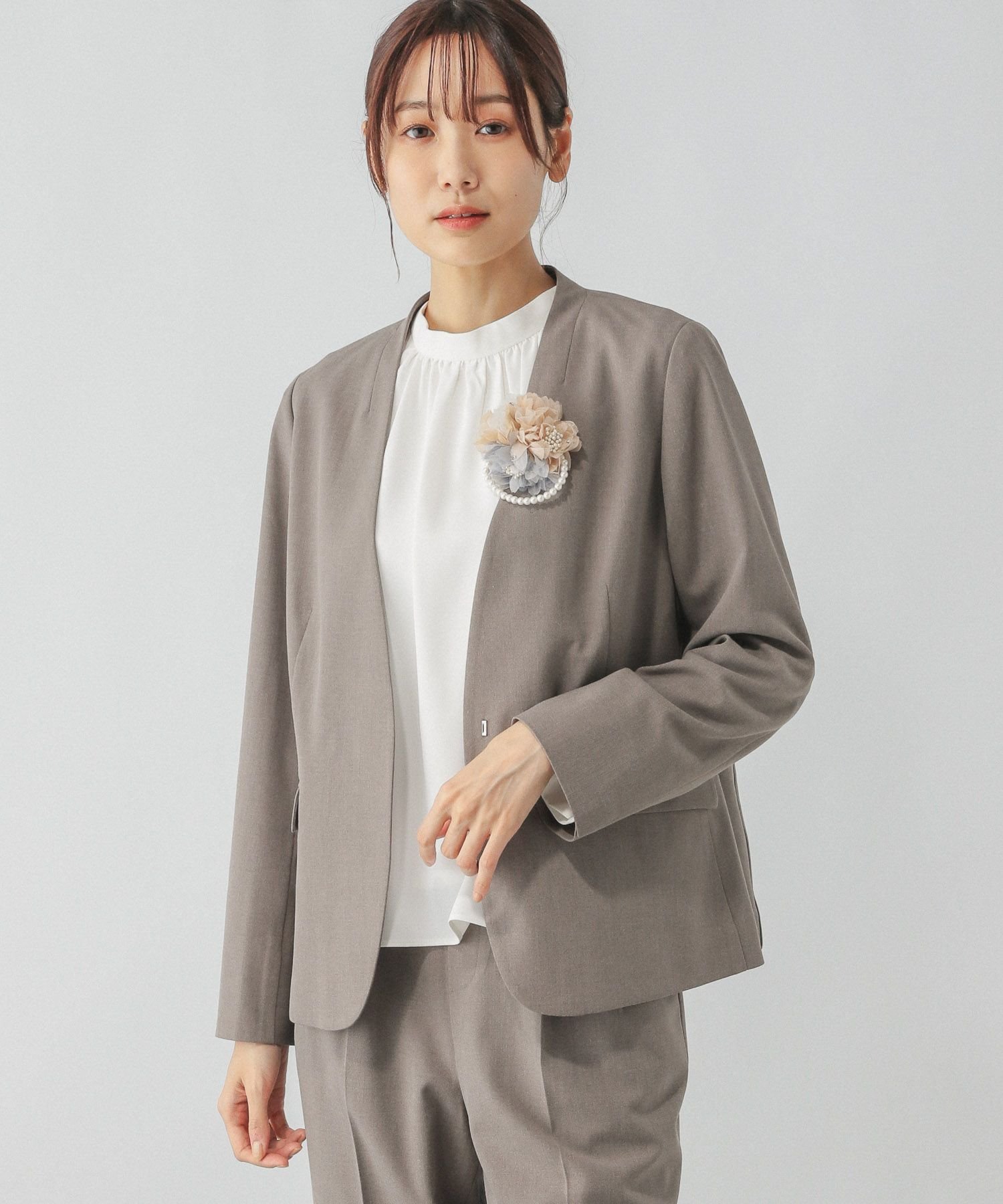 GLOBAL WORK｜ウツクシルエットノーカラージャケット/133613 | Rakuten