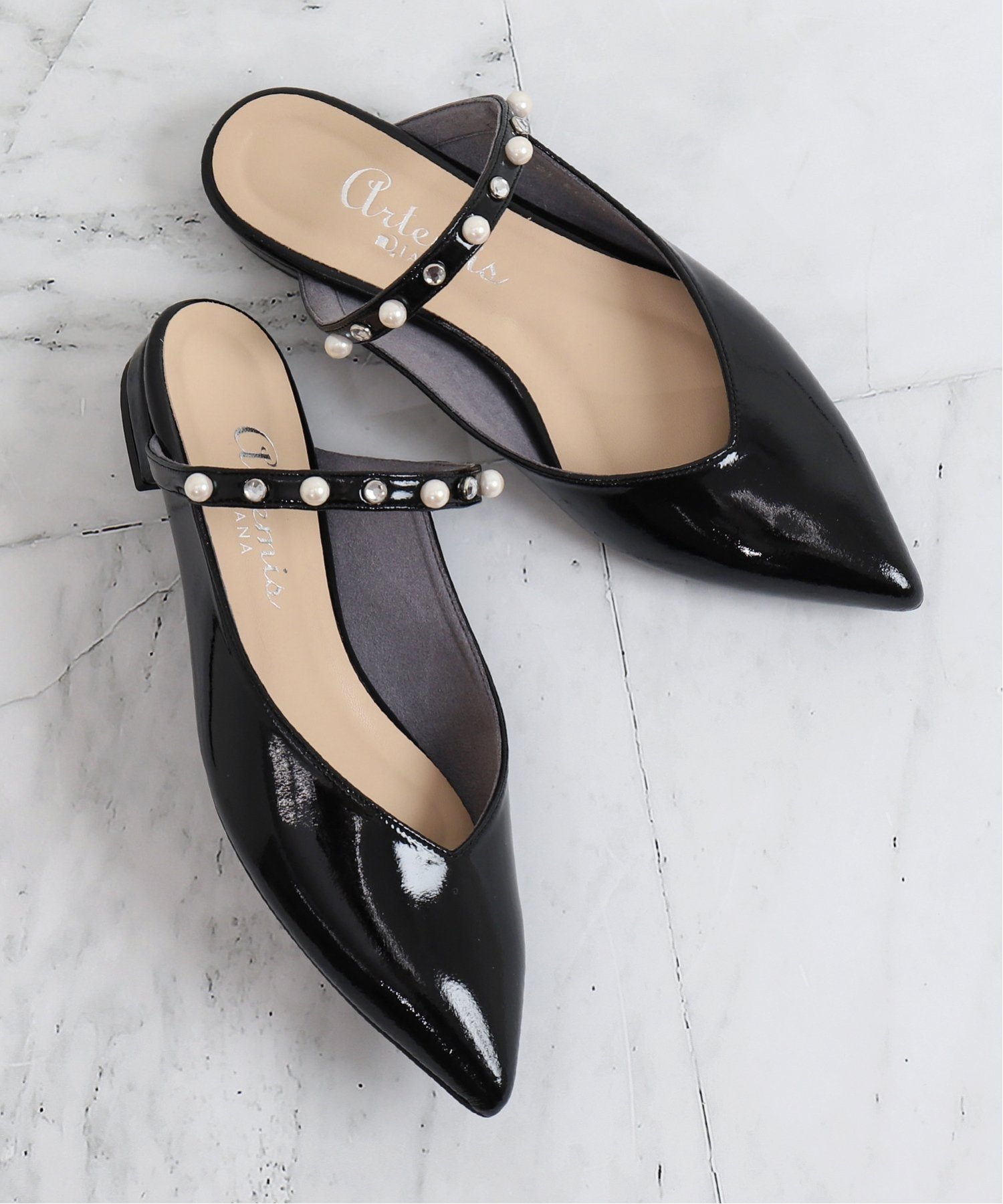 artemis by DIANA｜パールビジューストラップミュール | Rakuten