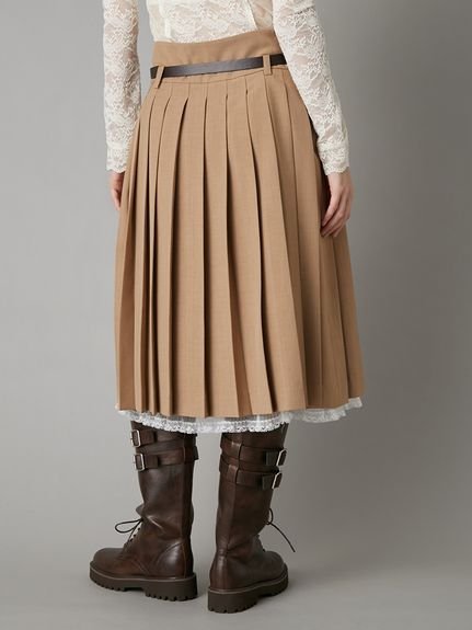 LILY BROWN｜ベルト付きレースプリーツスカート | Rakuten Fashion