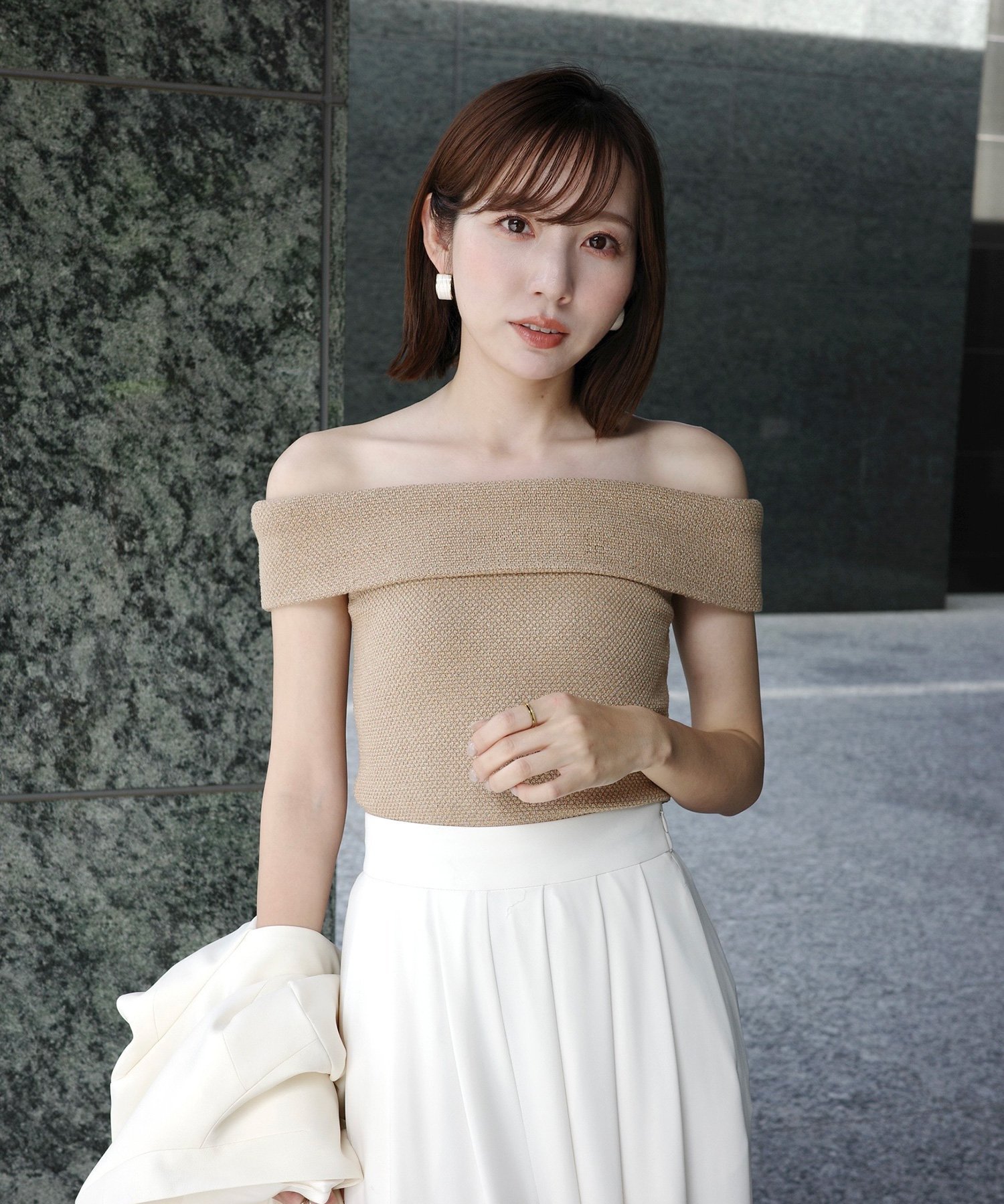 anuans チェック柄オフショルダートップス anuans チェック柄オフ