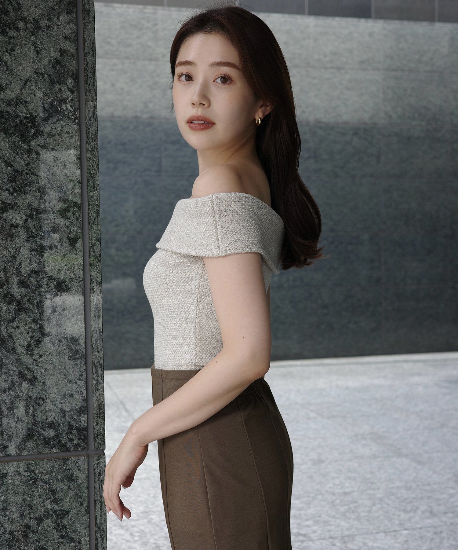 anuans チェック柄オフショルダートップス anuans チェック柄オフ