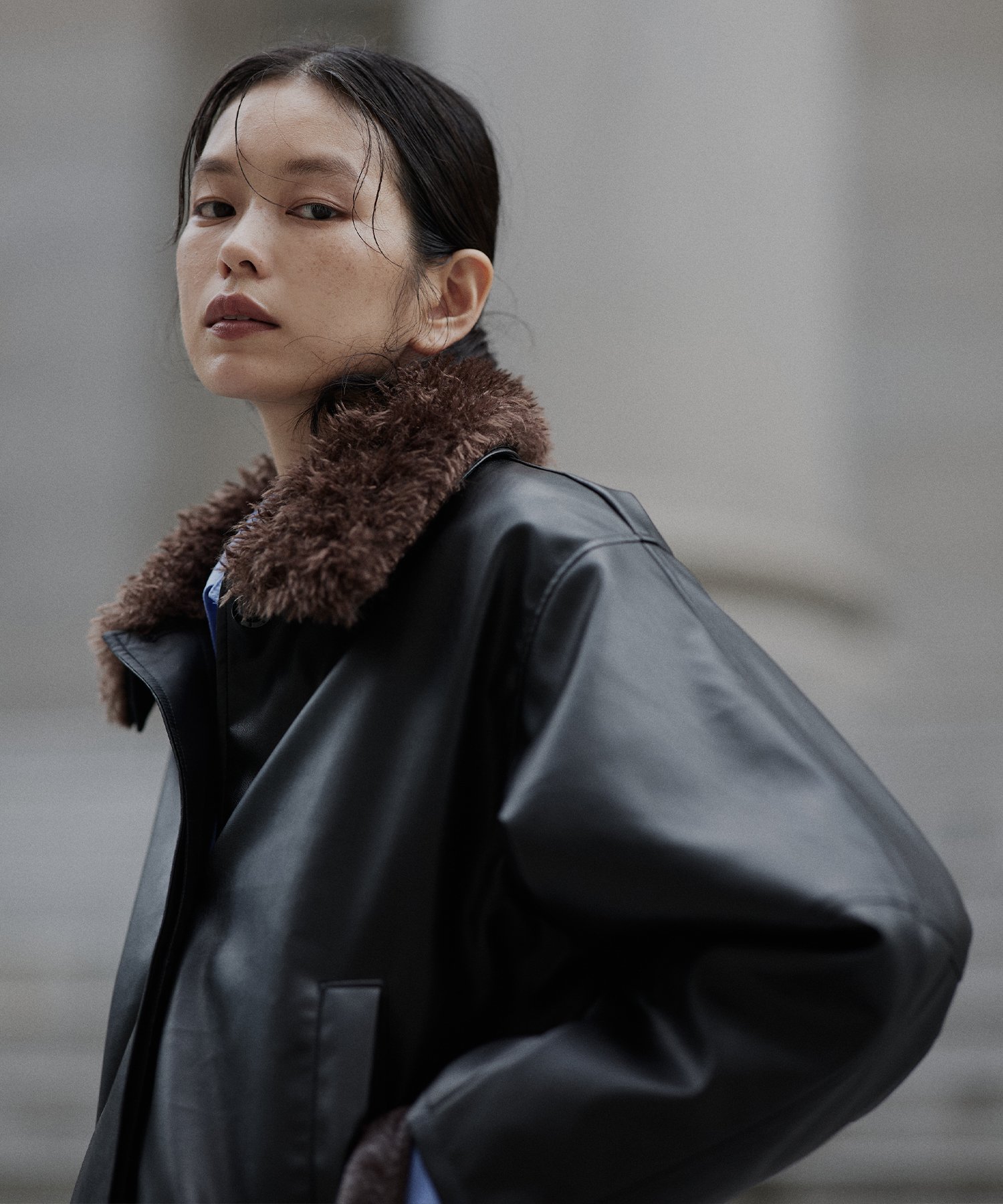 hellam｜襟ボアフェイクレザー中綿ブルゾン | Rakuten Fashion(楽天