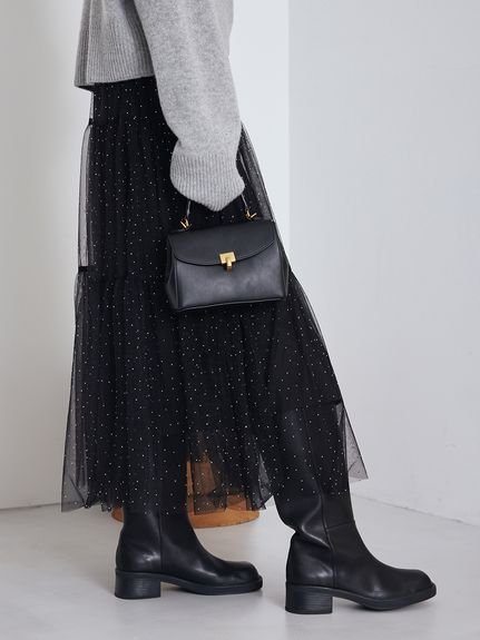 Mila Owen｜ティアードチュールラインストーンスカート | Rakuten