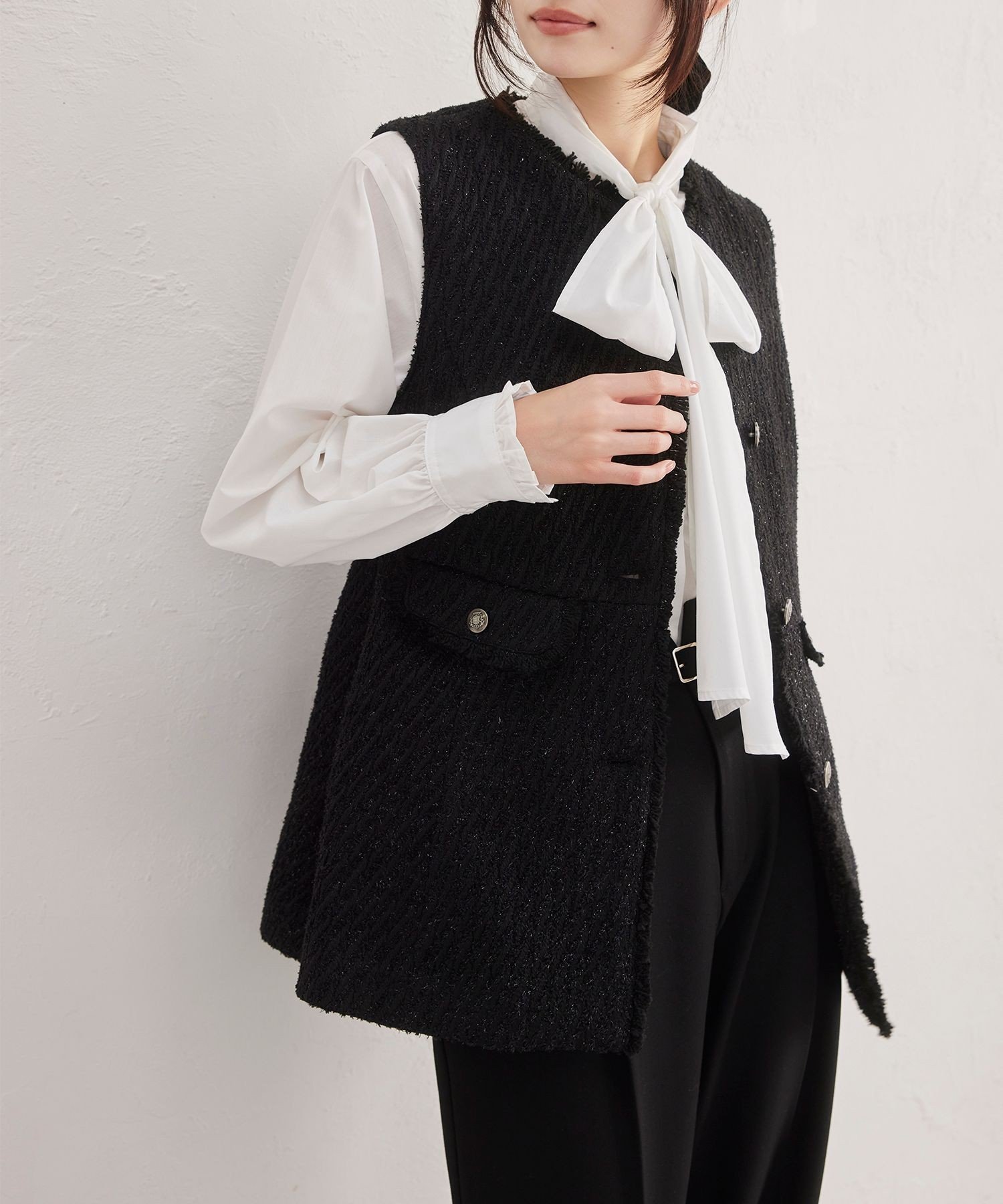 VIS｜【WEB限定】ノーカラーツイードジレ | Rakuten Fashion(楽天