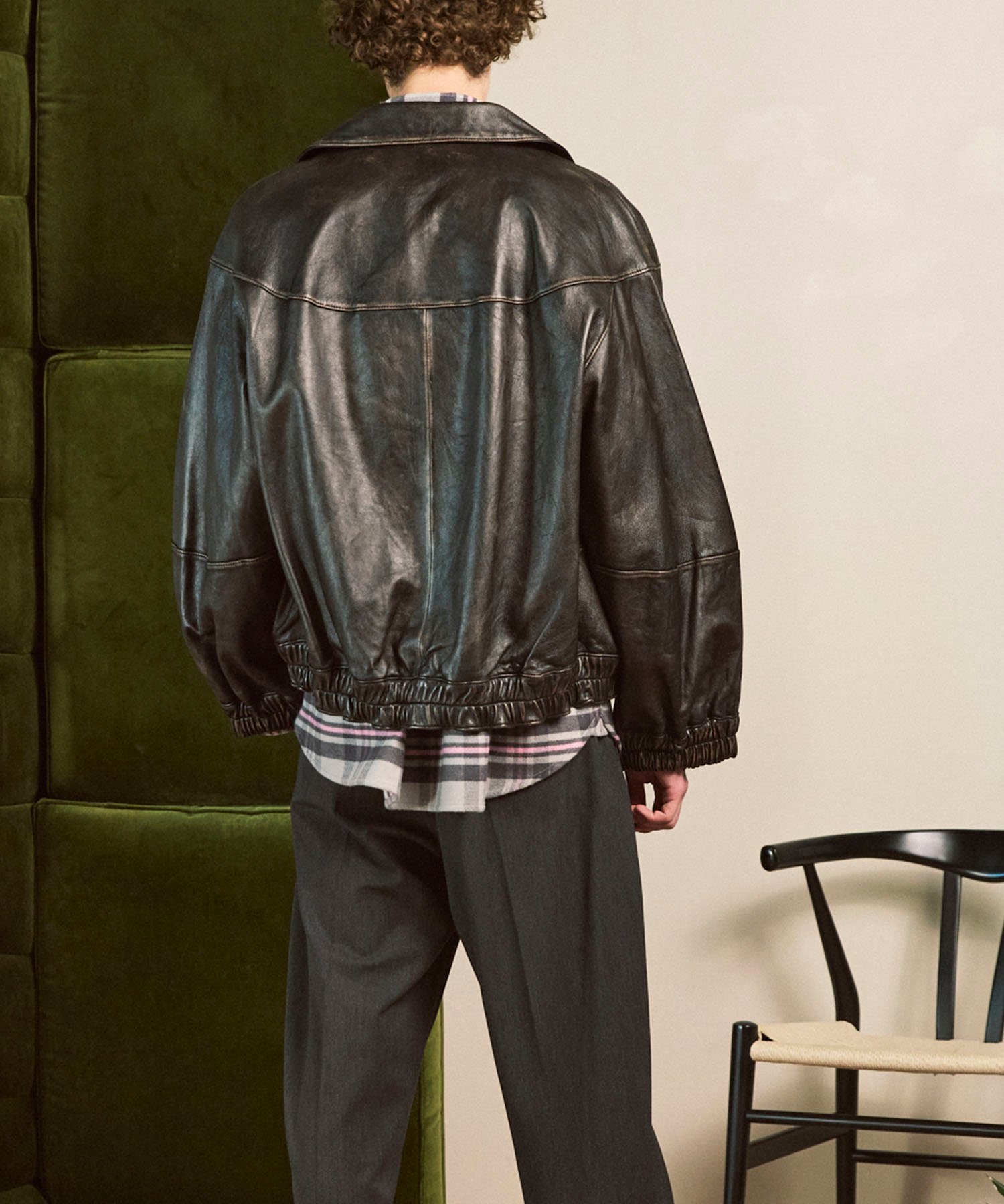 MAISON SPECIAL｜Sheep Leather Stand Collar Blouson | Rakuten