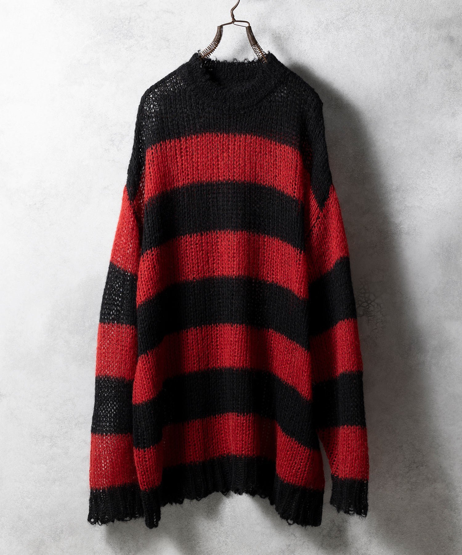 NUMBER (N)INE｜MOHAIR MESH WIDE STRIPED KNIT PULLOVER | Rakuten