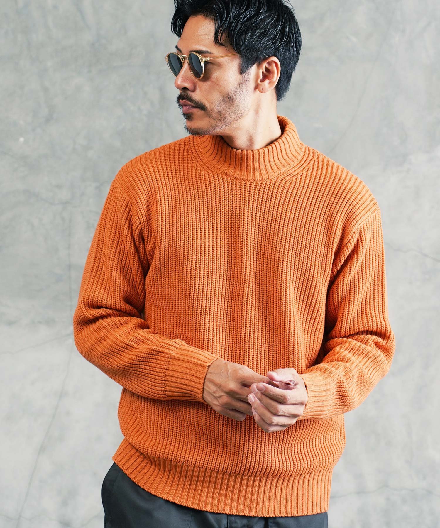 JIGGYS SHOP｜モックネック ワッフル畦編み ニット セーター