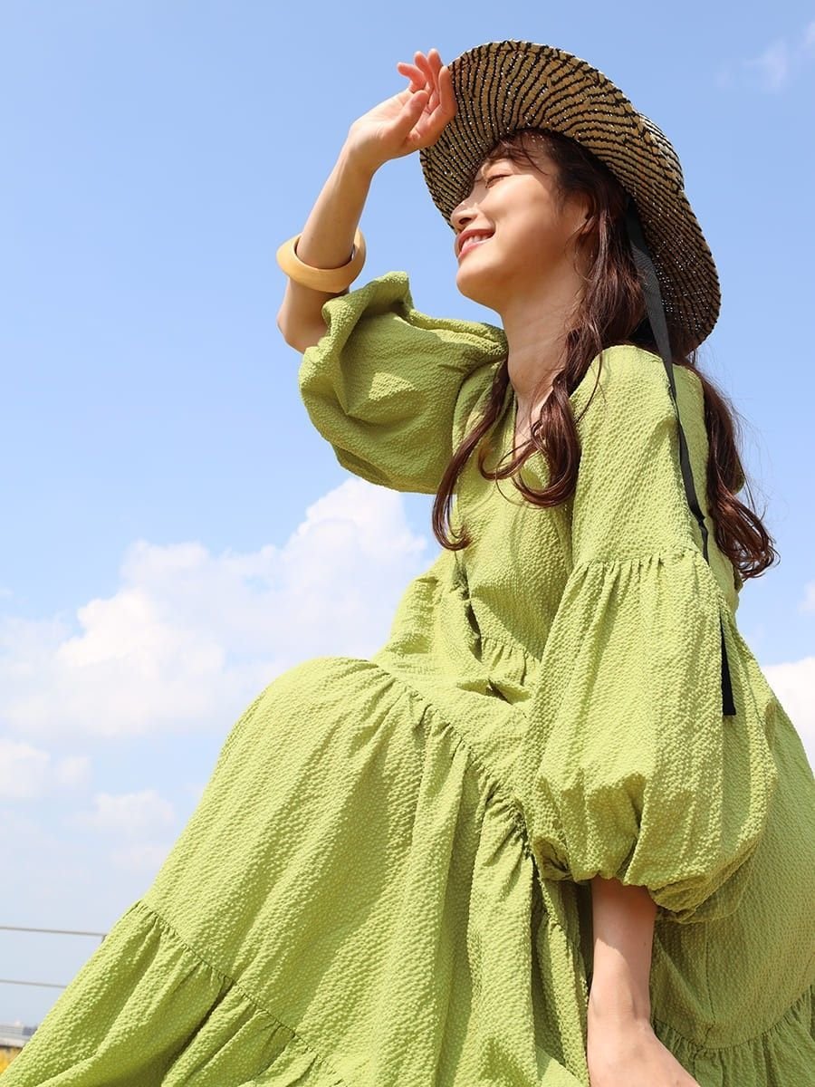 Vin｜ギンガムチェックティアードワンピース | Rakuten Fashion(楽天