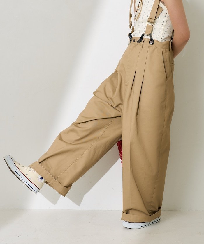 FREAK'S STORE｜別注 サスペンダー付き ビッグ2タックツイルパンツ