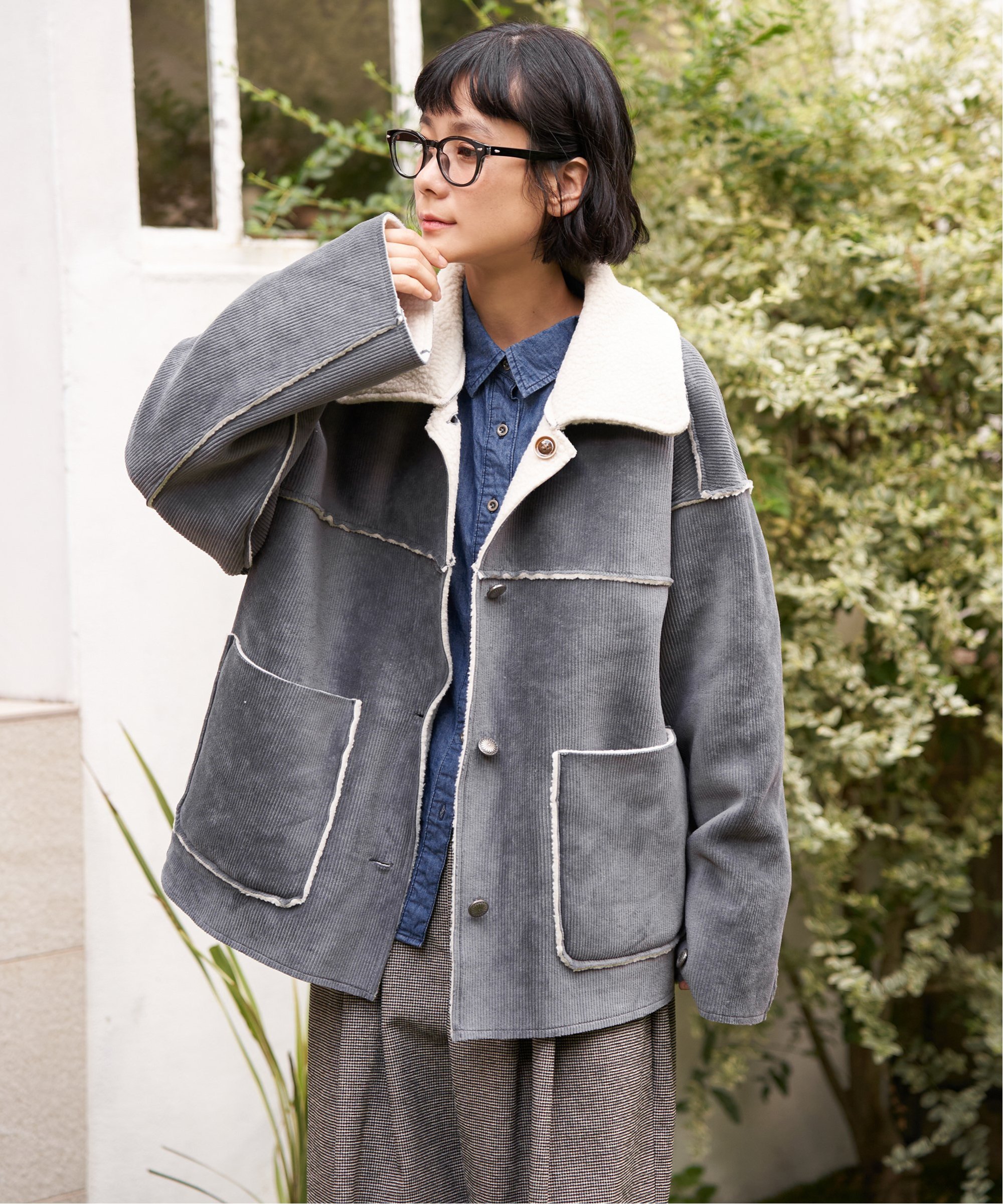 LBC｜ボアコーデュロイリバーシブル襟付きジャケット | Rakuten