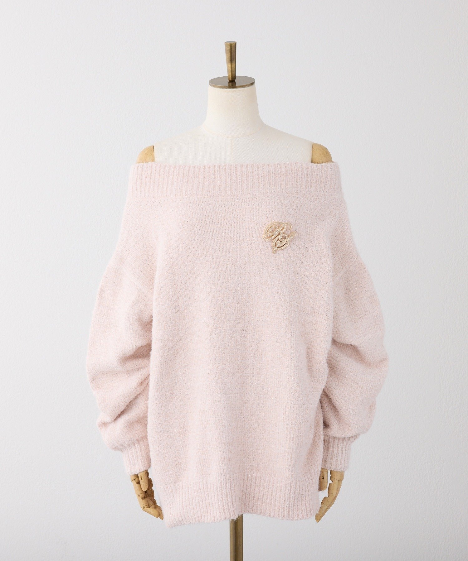 one after another NICE CLAUP｜ブローチ付きベロアモールミニニット