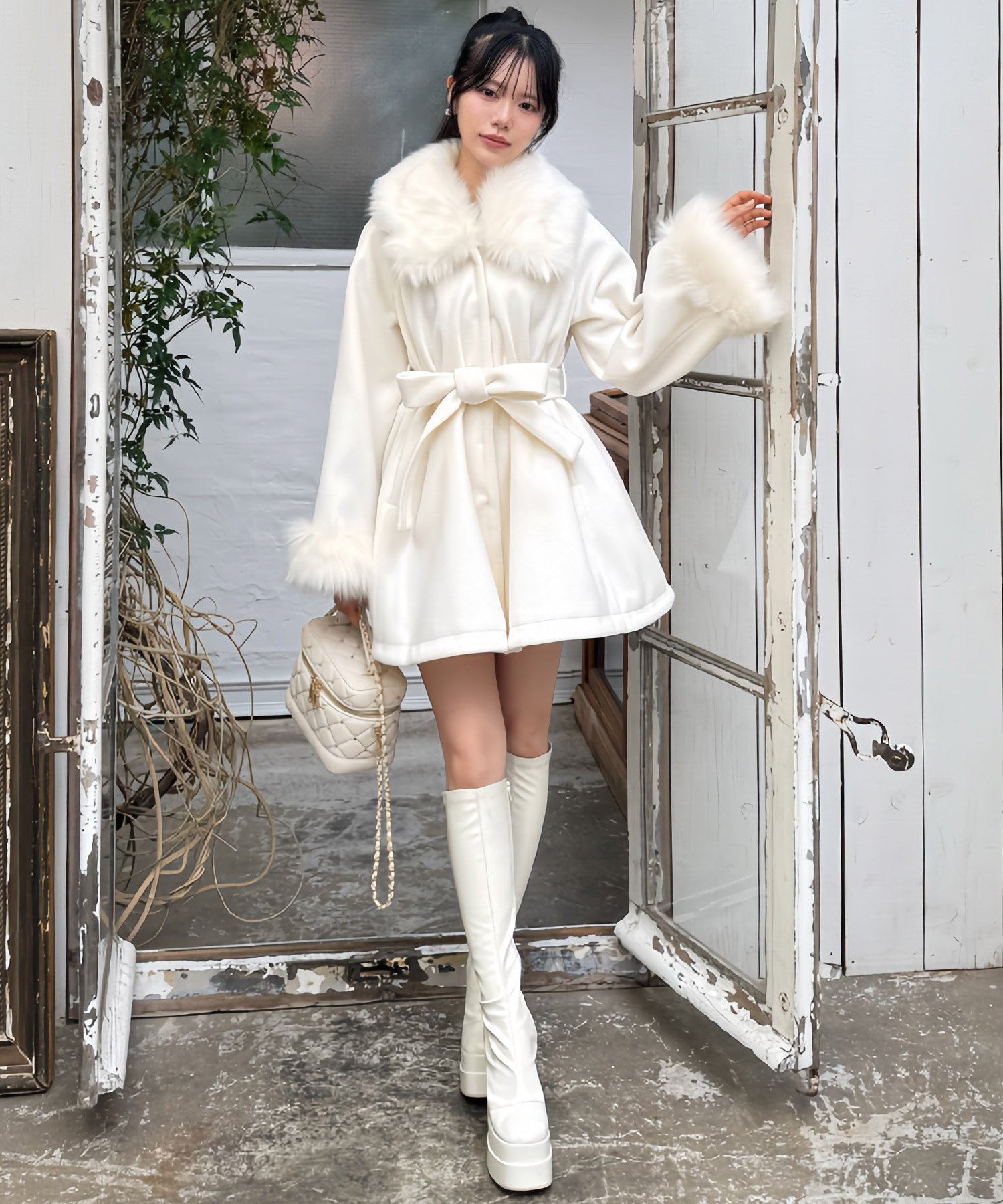 ROYAL PARTY｜ファー付ポンチョ風コート | Rakuten Fashion(楽天