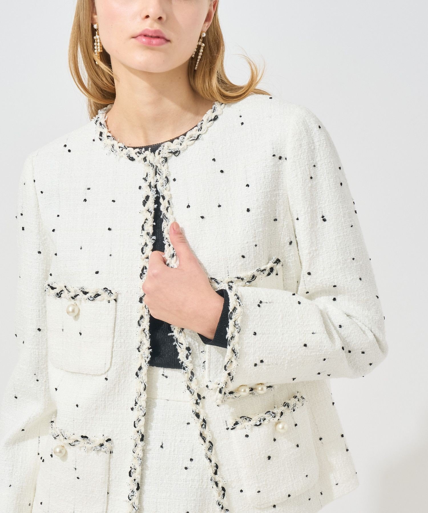 ANAYI｜【Eternal Line 2025】ミニドットツイードノーカラー