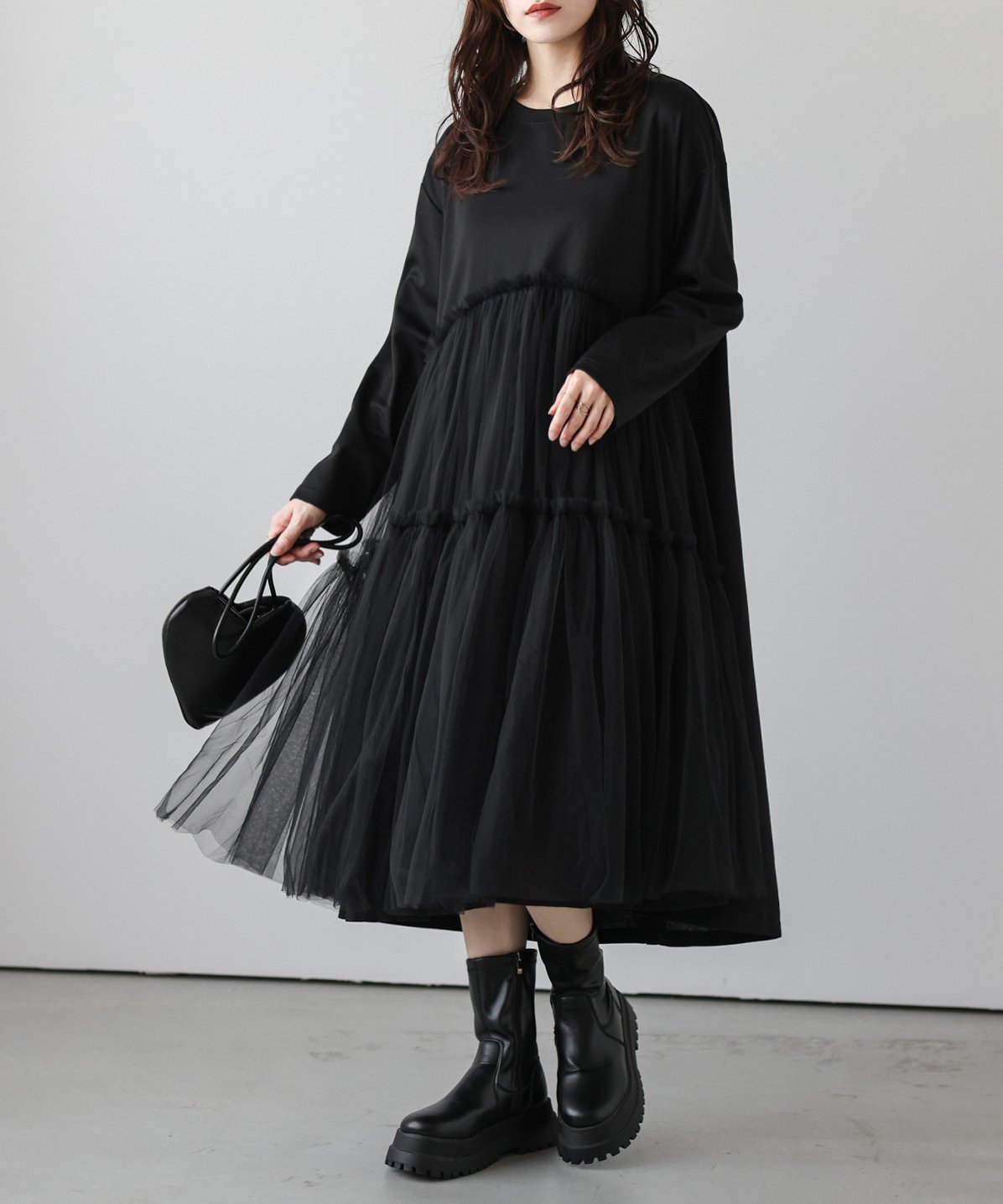 Lajour｜チュールドッキング フレアワンピース | Rakuten Fashion(楽天