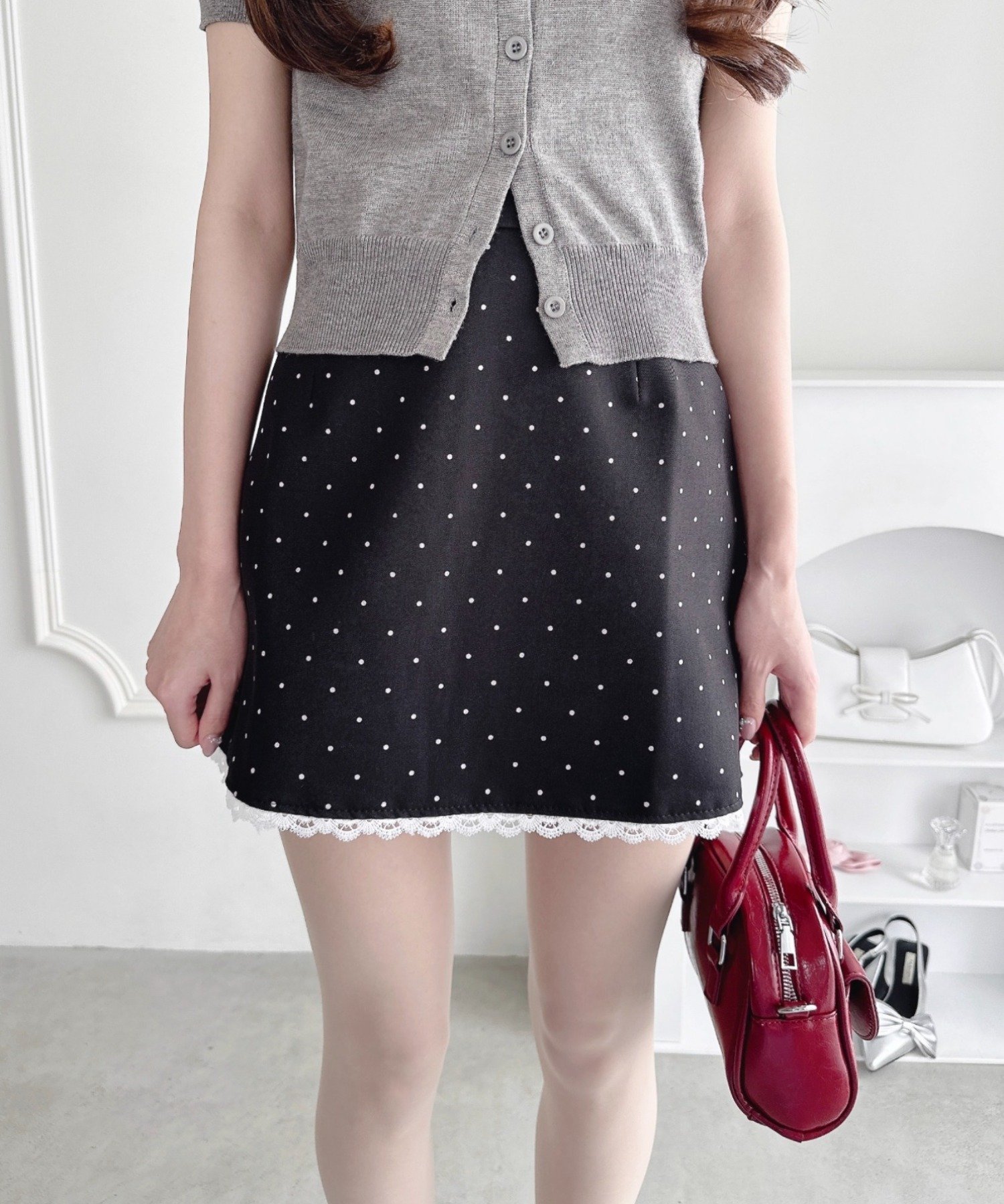 Outfitter lab｜ポルカドットレースミニスカート | Rakuten Fashion