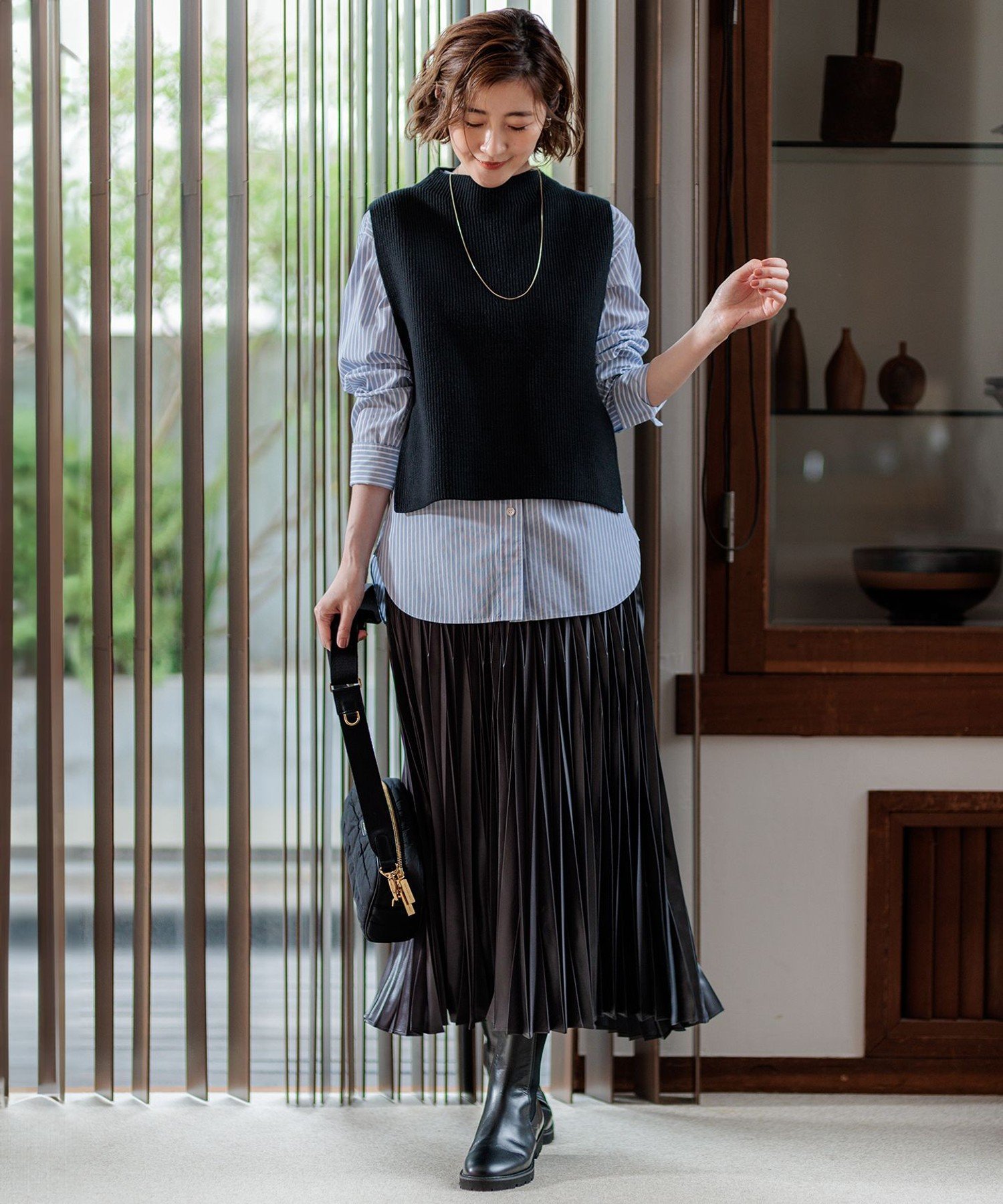 23区｜【洗える】レザーライクプリーツ スカート | Rakuten Fashion