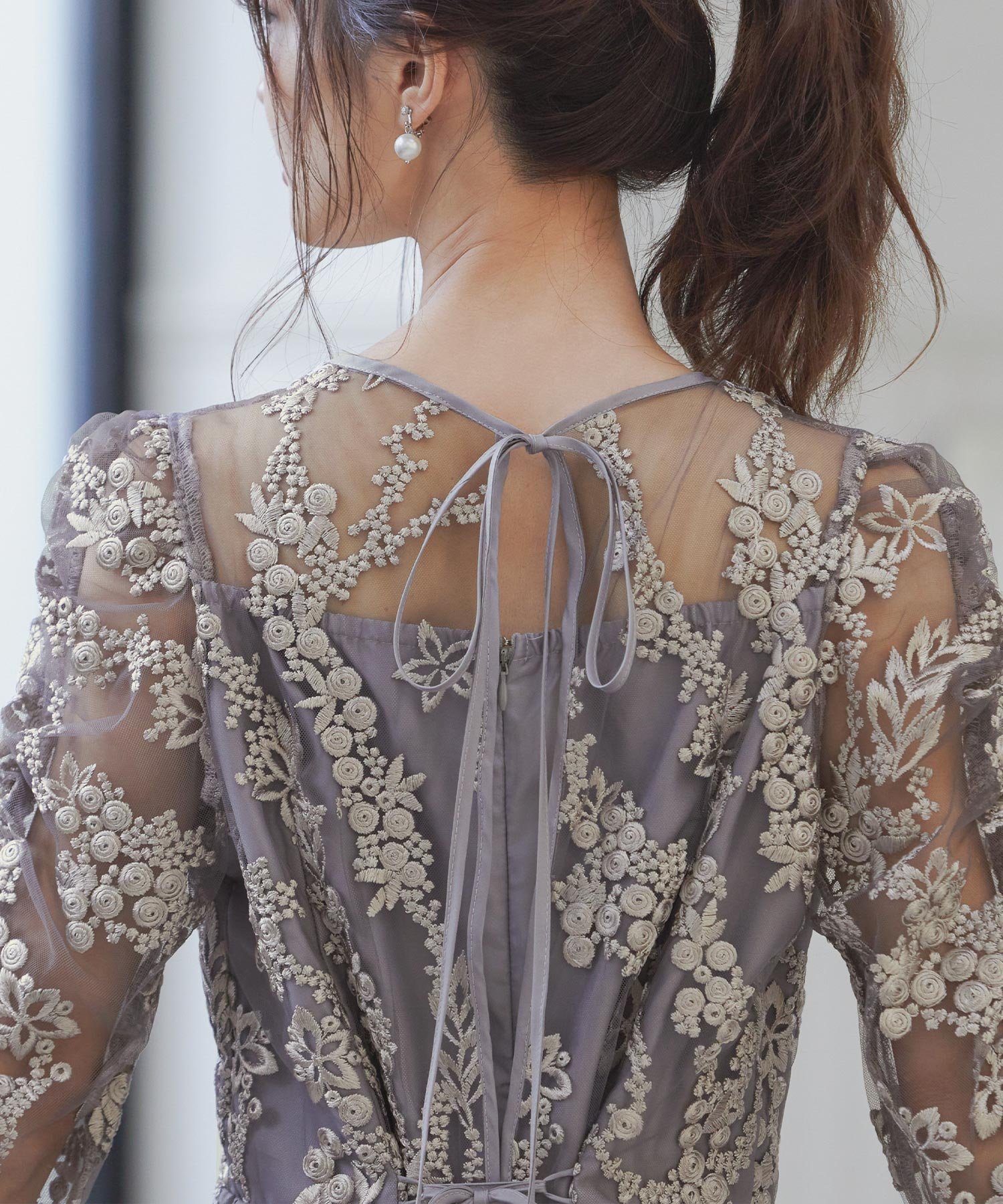 bflat｜刺_レース バックリボン パーティードレス | Rakuten Fashion