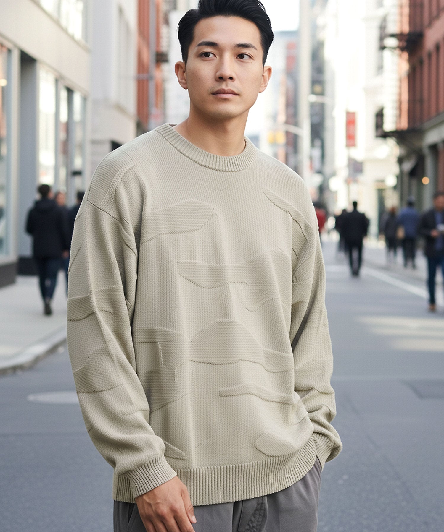 JIGGYS SHOP｜カモフラ柄ジャガードクルーネックウォッシャブル 洗える