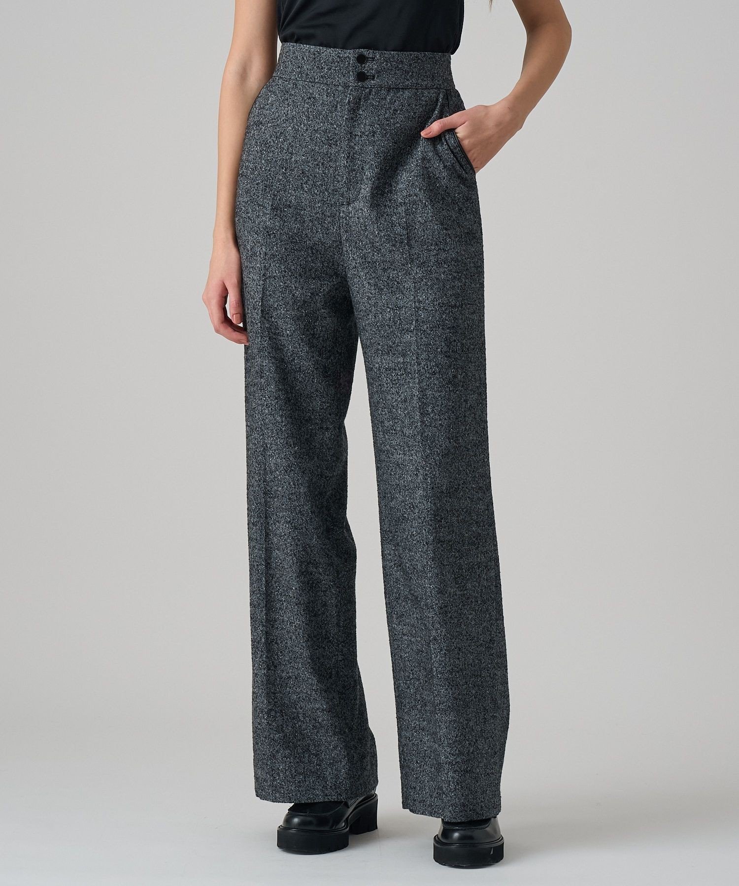 ANAYI｜【セットアップ対応商品】ウールシルクツイードワイドパンツ